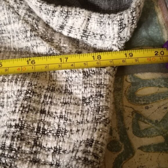 She+Sky L Raglan Shortsleeves Pockets Waist Cord Plaid White Black Women's Dress - Picture 5 of 6